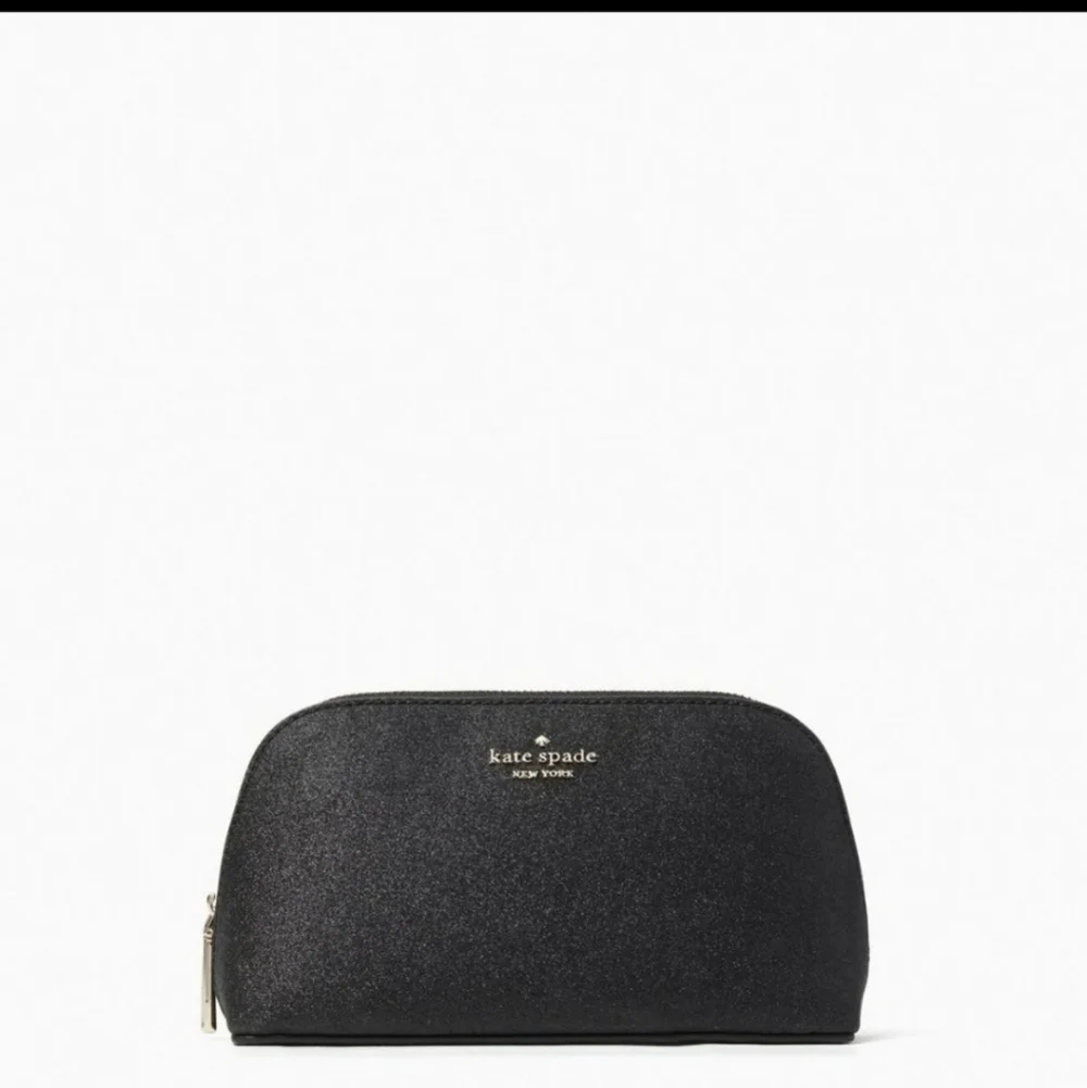 Kate Spade Black Glitter Small Cosmetic Bag